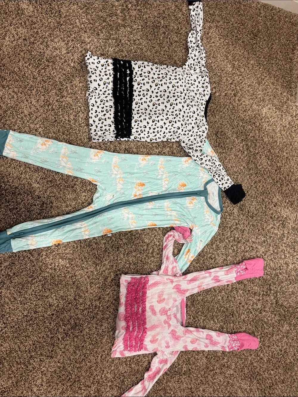 Girls' Pink/Misc Bamboo Convertible to footies One-Piece Pajama - Cozy Zip Front